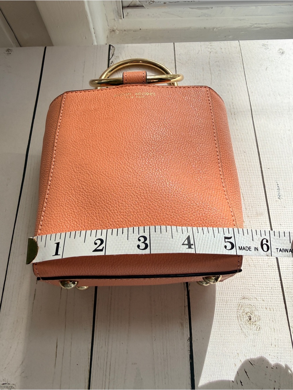 Henri Bendel Marquis Micro Mini Ring Top Bucket Bag Coral Pink Leather - Picture 13 of 15